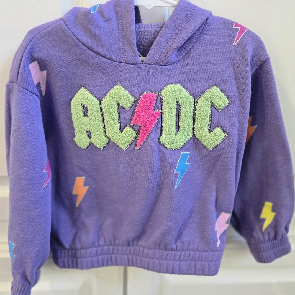 AC/DC Kids Hoodie in Purple with Lightning Bolts
